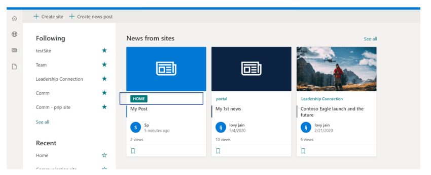 Setting up SharePoint Home Site